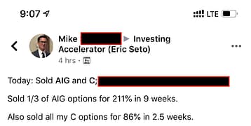 Mike made 211% from AIG and 86% from C