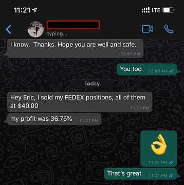 Caroline made 36.75% from fedex in 5 months
